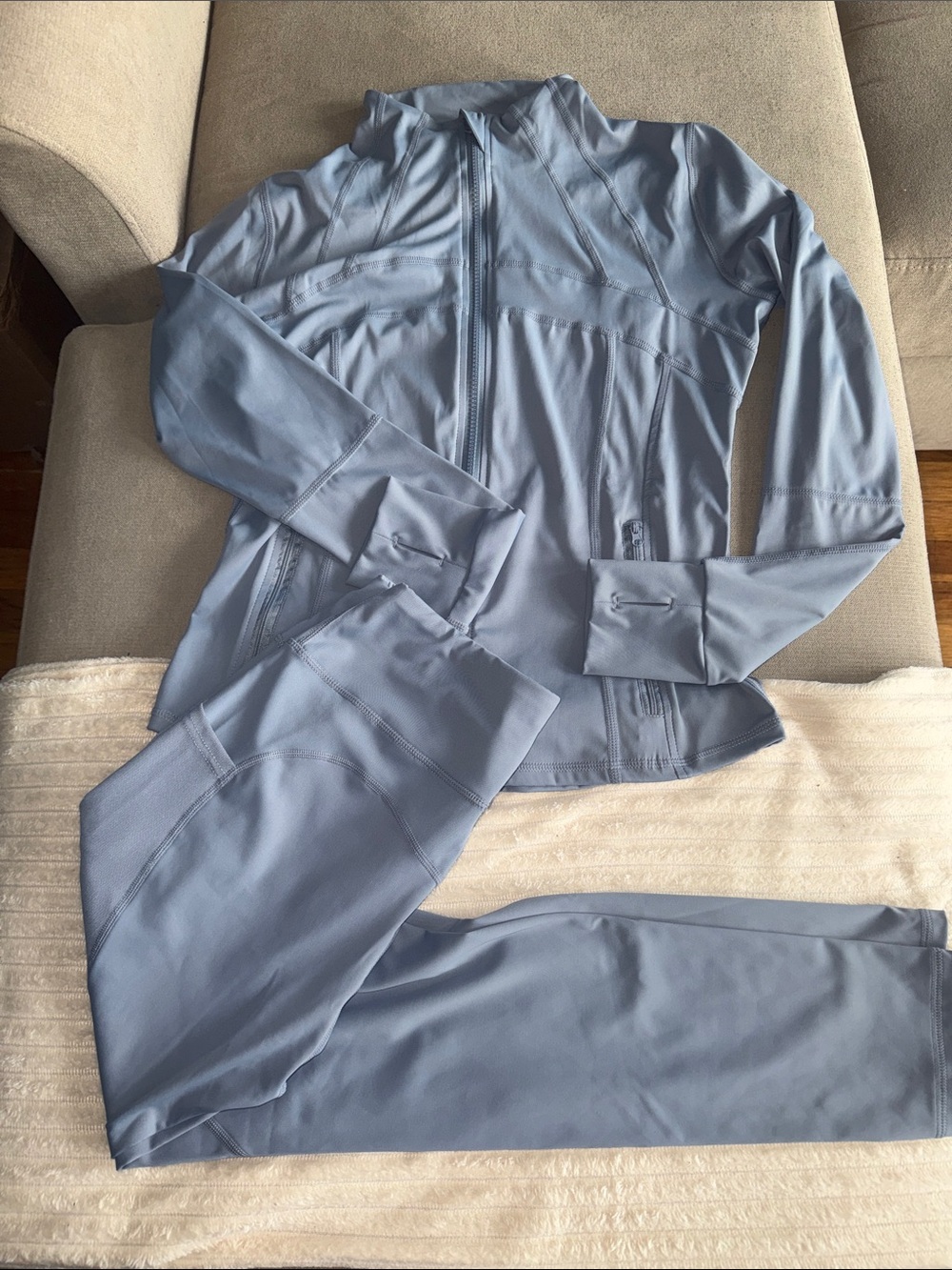Women's Light Blue Active Jacket & Leggings Set